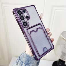 Custodia in TPU con placcatura glitter sfumata per Samsung Galaxy S23 Ultra 5G e slot per schede (viola)