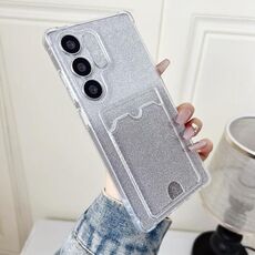 Custodia in TPU con placcatura glitter sfumata per Samsung Galaxy S24+ 5G e slot per schede (trasparente)