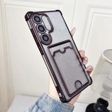 Custodia in TPU con placcatura glitter sfumata per Samsung Galaxy S24+ 5G e slot per schede (nera)