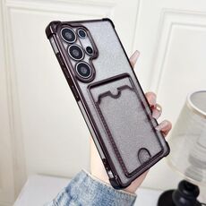 Custodia in TPU con placcatura glitter sfumata per Samsung Galaxy S24 Ultra 5G e slot per schede (nera)