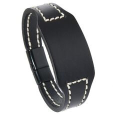 Braccialetto in pelle di vacchetta liscia cucito a mano, kit fai da te minimalista, regalo di coppia unisex in stile vintage per uomini e donne (nero)
