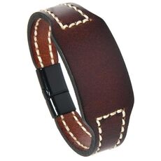 Braccialetto in pelle di vacchetta liscia cucito a mano, kit fai da te minimalista, regalo di coppia unisex in stile vintage per uomini e donne (marrone scuro)