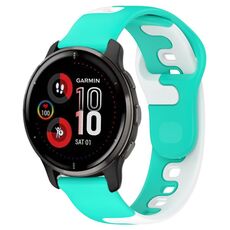 Per cinturino in silicone bicolore Garmin Venu 2 Plus da 20 mm (ciano + bianco)