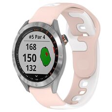 Per cinturino in silicone bicolore Garmin Approach S40 da 20 mm (rosa + bianco)
