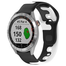 Per cinturino in silicone bicolore Garmin Approach S40 da 20 mm (nero + bianco)