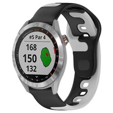 Per cinturino in silicone bicolore Garmin Approach S40 da 20 mm (nero + grigio)