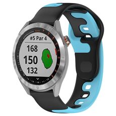 Per cinturino in silicone bicolore Garmin Approach S40 da 20 mm (nero + blu)