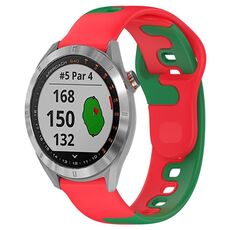 Per cinturino in silicone bicolore Garmin Approach S40 da 20 mm (rosso + verde)