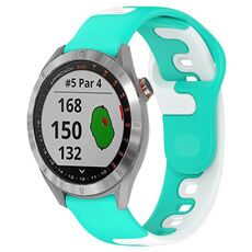 Per cinturino in silicone bicolore Garmin Approach S40 da 20 mm (ciano + bianco)