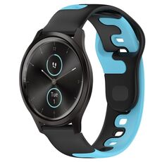 Per cinturino in silicone bicolore Garmin VivoMove Style da 20 mm (nero + blu)