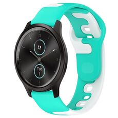 Per cinturino in silicone bicolore Garmin VivoMove Style da 20 mm (ciano + bianco)