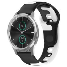 Per cinturino in silicone bicolore Garmin VivoMove Luxe da 20 mm (nero + bianco)
