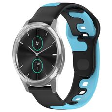 Per cinturino in silicone bicolore Garmin VivoMove Luxe da 20 mm (nero + blu)