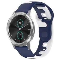 Per cinturino in silicone bicolore Garmin VivoMove Luxe da 20 mm (blu + bianco)