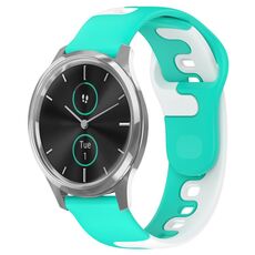 Per cinturino in silicone bicolore Garmin VivoMove Luxe da 20 mm (ciano + bianco)