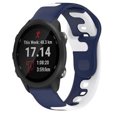 Per cinturino in silicone bicolore Garmin Forerunner 245 da 20 mm (blu + bianco)