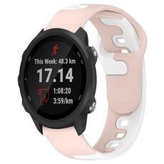 Per cinturino in silicone bicolore Garmin Forerunner 245 Music da 20 mm (rosa + bianco)