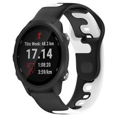 Per cinturino in silicone bicolore Garmin Forerunner 245 Music da 20 mm (nero + bianco)