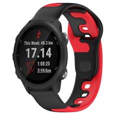 Per cinturino in silicone bicolore Garmin Forerunner 245 Music da 20 mm (nero + rosso)