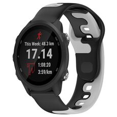 Per cinturino in silicone bicolore Garmin Forerunner 245 Music da 20 mm (nero + grigio)