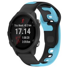 Per cinturino in silicone bicolore Garmin Forerunner 245 Music da 20 mm (nero + blu)