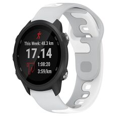 Per cinturino in silicone bicolore Garmin Forerunner 245 Music da 20 mm (grigio + bianco)