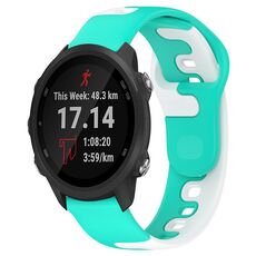 Per cinturino in silicone bicolore Garmin Forerunner 245 Music da 20 mm (ciano + bianco)