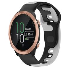 Per cinturino in silicone bicolore Garmin Forerunner 645 da 20 mm (nero + grigio)