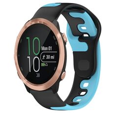 Per cinturino in silicone bicolore Garmin Forerunner 645 da 20 mm (nero + blu)