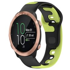 Per cinturino in silicone bicolore Garmin Forerunner 645 da 20 mm (nero + verde)