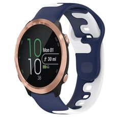 Per cinturino in silicone bicolore Garmin Forerunner 645 da 20 mm (blu + bianco)