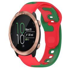 Per cinturino in silicone bicolore Garmin Forerunner 645 Music da 20 mm (rosso + verde)