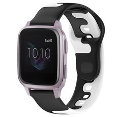 Per cinturino in silicone bicolore Garmin Forerunner Sq2 da 20 mm (nero + bianco)