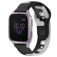 Per cinturino in silicone bicolore Garmin Forerunner Sq2 da 20 mm (nero + grigio)