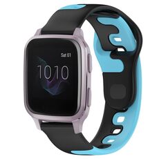 Per cinturino in silicone bicolore Garmin Forerunner Sq2 da 20 mm (nero + blu)