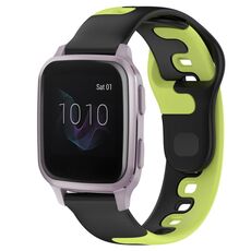 Per cinturino in silicone bicolore Garmin Forerunner Sq2 da 20 mm (nero + verde)