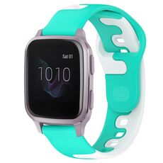 Per cinturino in silicone bicolore Garmin Forerunner Sq2 da 20 mm (ciano + bianco)