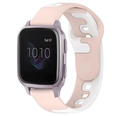 Per cinturino in silicone bicolore Garmin Forerunner Sq2 Music da 20 mm (rosa + bianco)