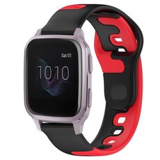Per cinturino in silicone bicolore Garmin Forerunner Sq2 Music da 20 mm (nero + rosso)