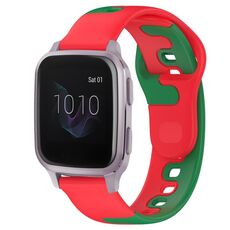 Per cinturino in silicone bicolore Garmin Forerunner Sq2 Music da 20 mm (rosso + verde)