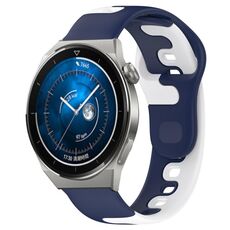 Per Huawei Watch GT3 Pro 43mm 20mm cinturino in silicone bicolore (blu + bianco)