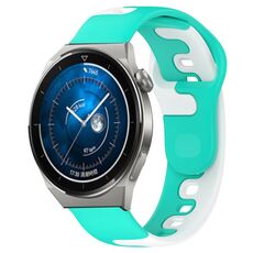 Per Huawei Watch GT3 Pro 43mm 20mm cinturino in silicone bicolore (ciano + bianco)