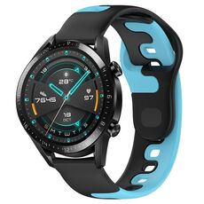 Per Huawei Watch GT2 42mm 20mm cinturino in silicone bicolore (nero + blu)