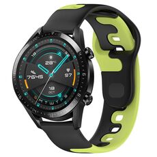 Per Huawei Watch GT2 42mm 20mm cinturino in silicone bicolore (nero + verde)