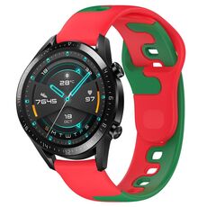 Per Huawei Watch GT2 42mm 20mm cinturino in silicone bicolore (rosso + verde)