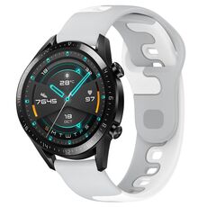 Per Huawei Watch GT2 42mm 20mm cinturino in silicone bicolore (grigio + bianco)