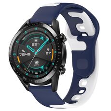 Per Huawei Watch GT2 42mm 20mm cinturino in silicone bicolore (blu + bianco)