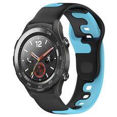 Per Huawei Watch 2 cinturino in silicone bicolore da 20 mm (nero + blu)