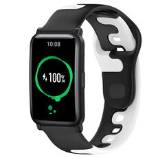 Per Honor Watch ES 20mm cinturino in silicone bicolore (nero + bianco)