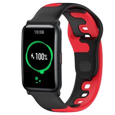 Per Honor Watch ES 20mm cinturino in silicone bicolore (nero + rosso)